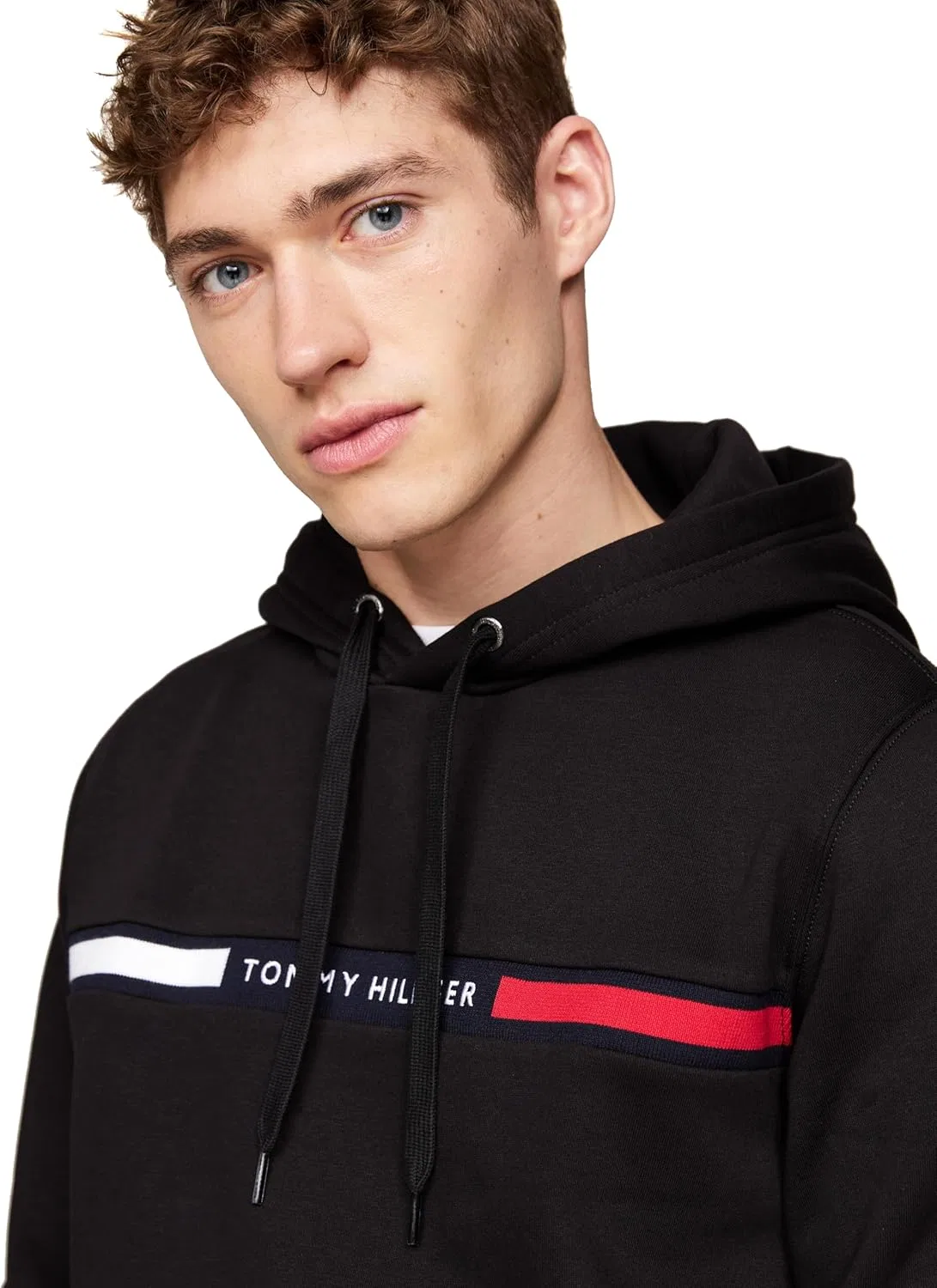Толстовка с капюшоном Tommy Hilfiger, флисовая, черная — фото 2