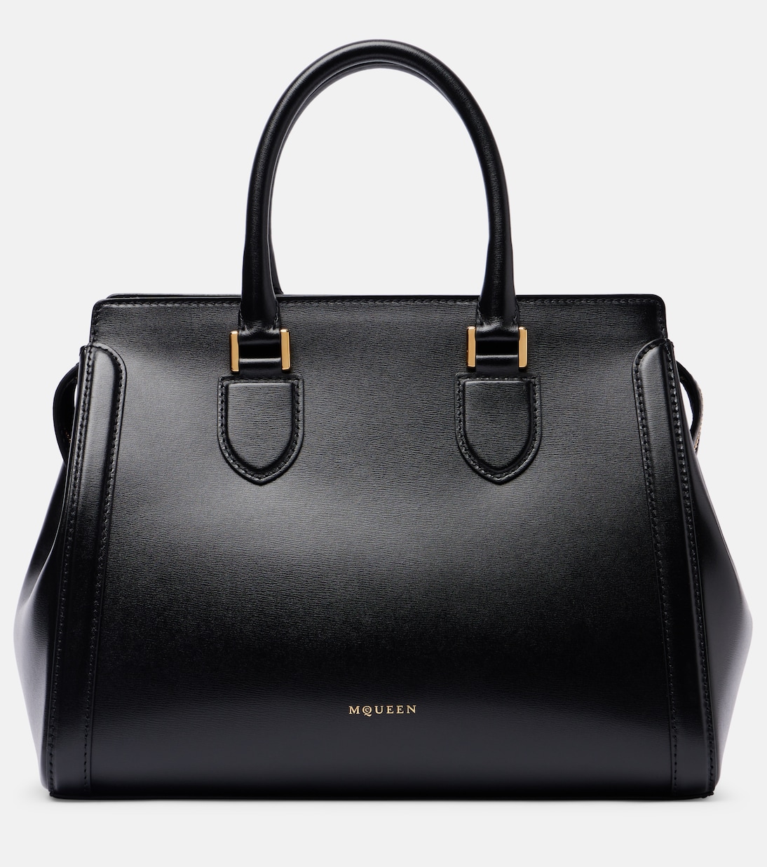 

Birdee средняя кожаная сумка-тоут McQueen, Black/Gold