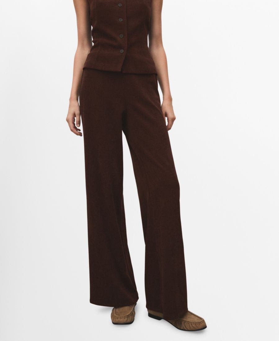 

Женские вельветовые брюки с эластичным поясом MANGO, Brown