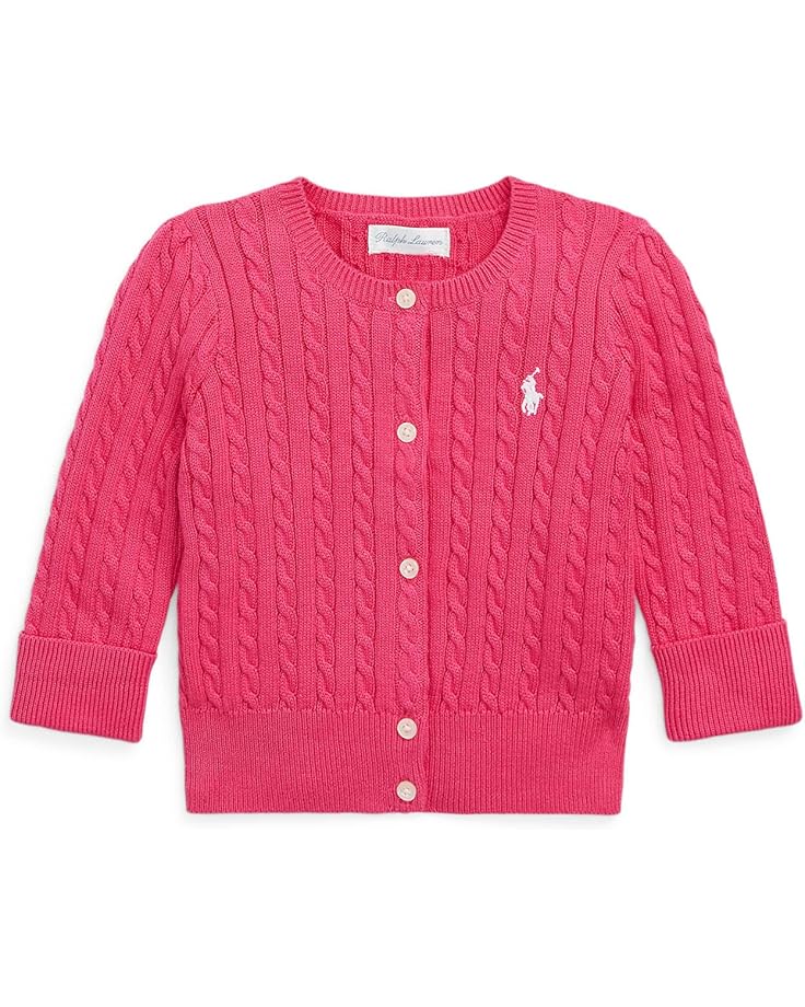 

Свитер Polo Ralph Lauren Kids Mini-Cable Cotton Cardigan, цвет Bright Pink w/White