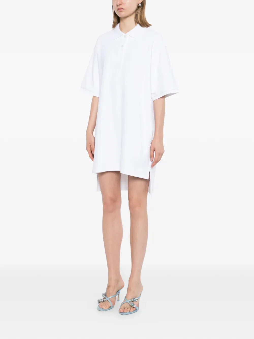 Мини-Платье с вышитым логотипом и карманами Alexander Wang, белый — фото 3