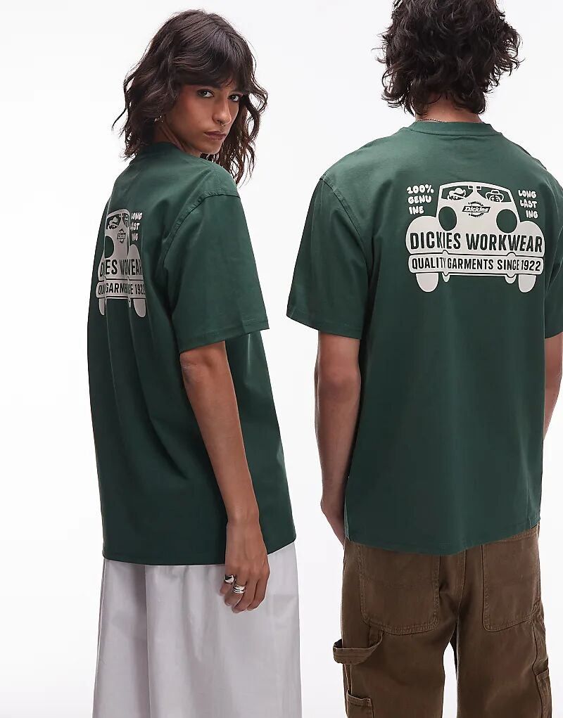 

Футболка с графическим принтом на спине Dickies Gordonsville темно-зеленого цвета