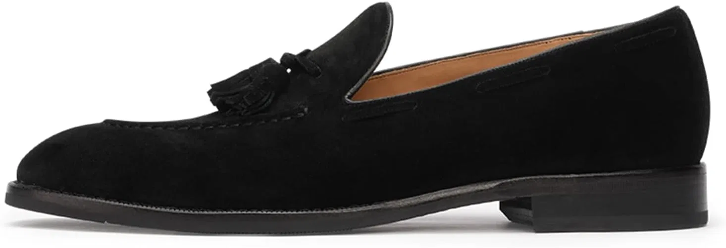 Лоферы мужские на каждый день, Tassel Loafers, Black (silk-finish Suede) FIAVOM — фото 2