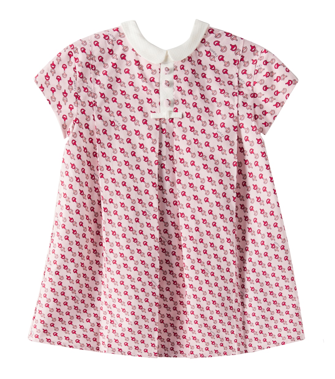 

Платье из хлопкового поплина с деталью в виде конского удила Gucci Kids, Pink/Red/Mc