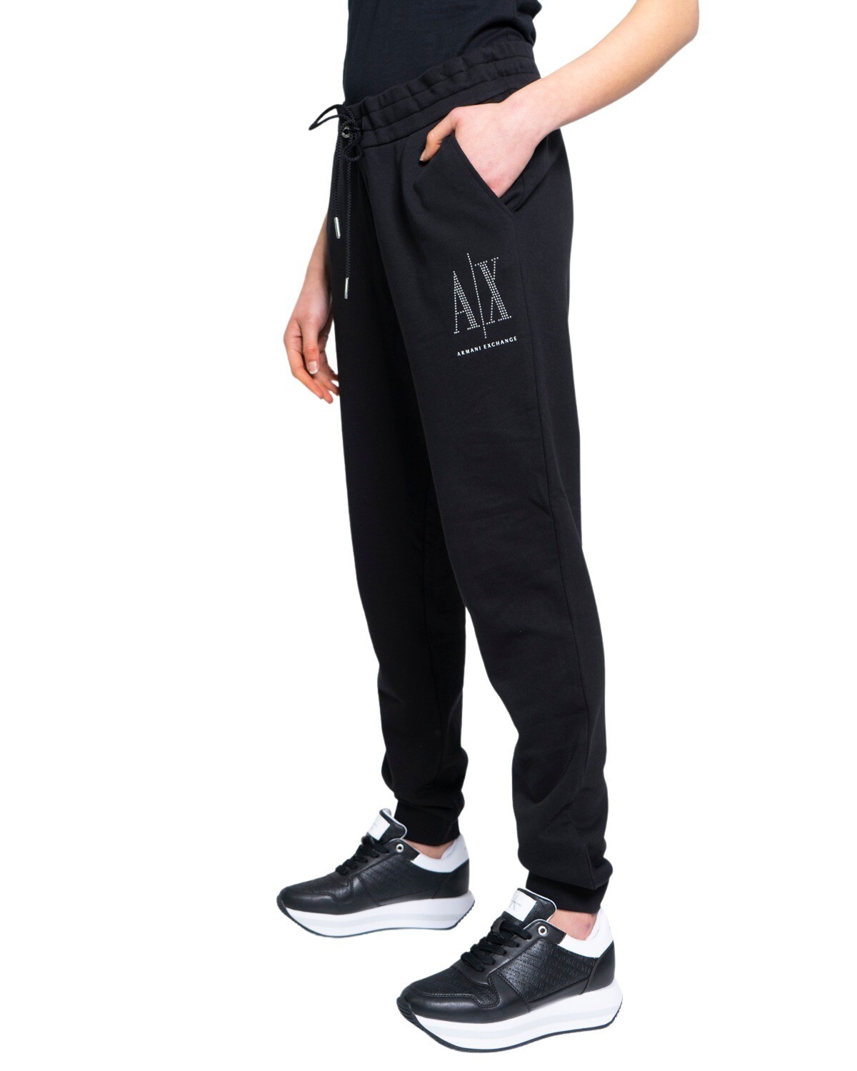 

Брюки женские Armani Exchange спортивные с логотипом бренда, черный