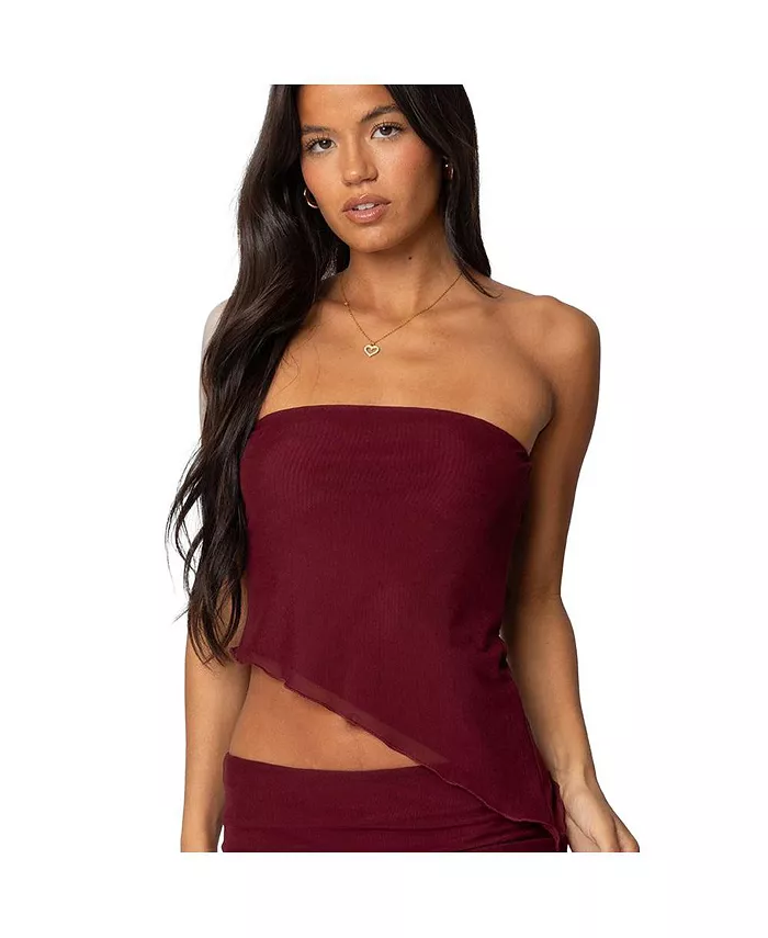 

Женский асимметричный топ Vivi Mesh Edikted, красный