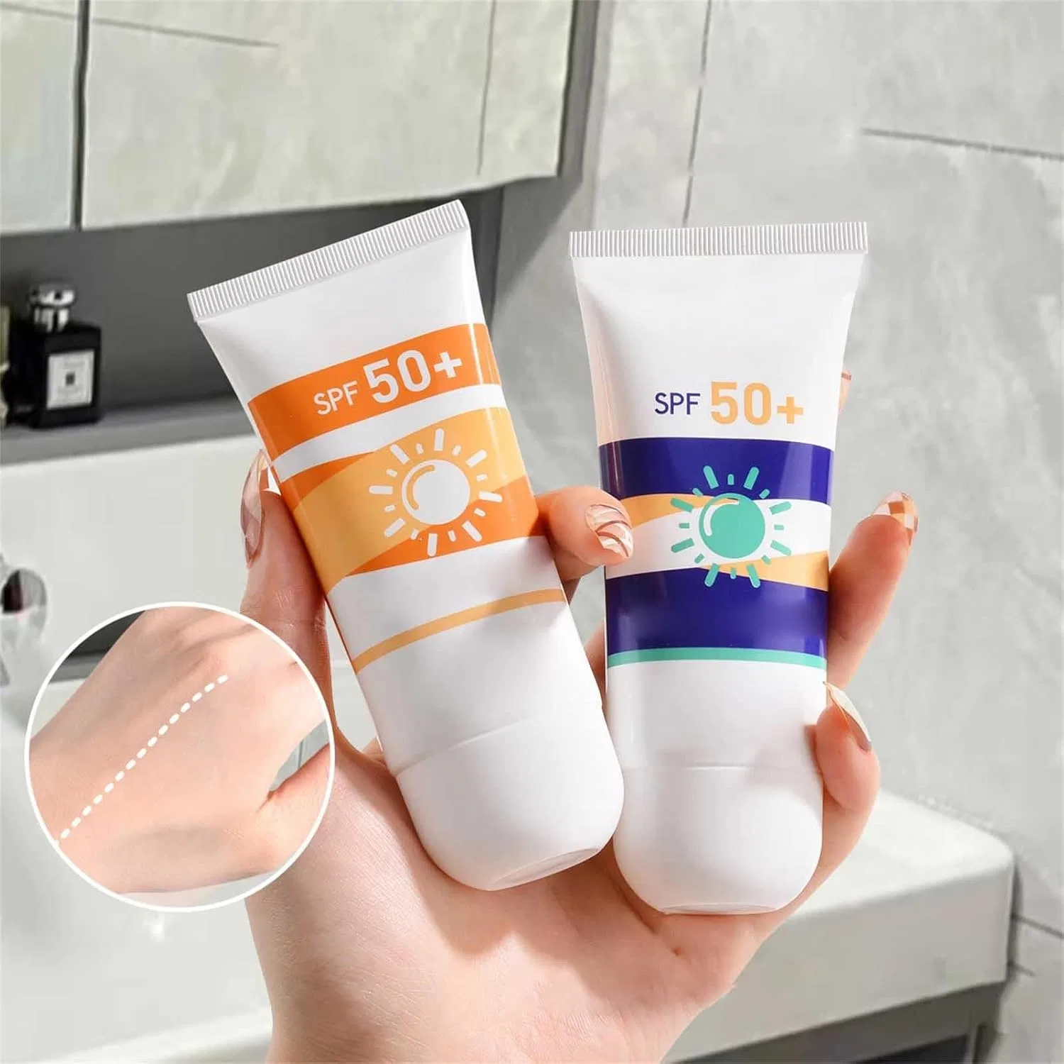 Солнцезащитный лосьон SPF 50, увлажняющий, UVA/Block, для лица и тела, синий Generic — фото 2