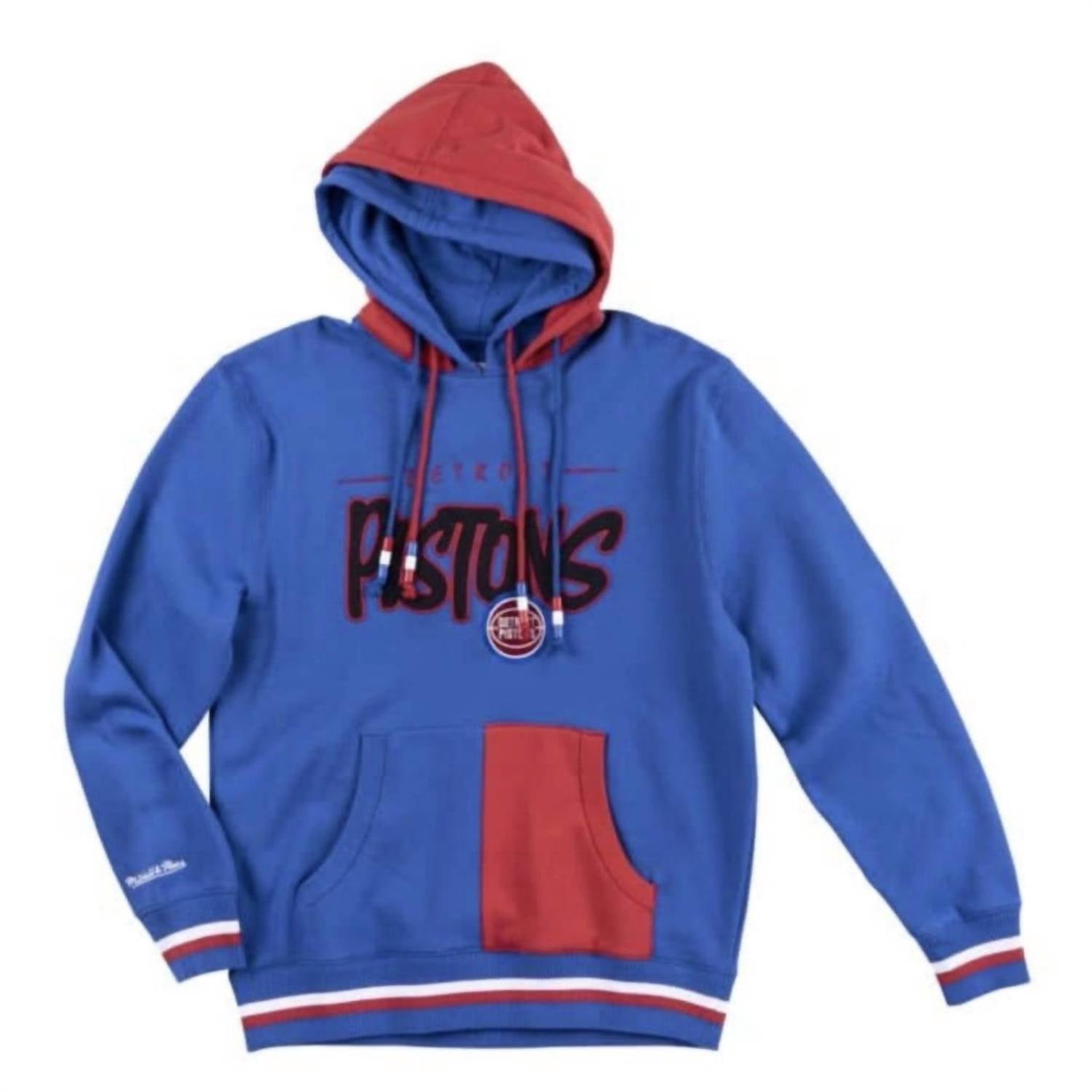 

Мужская толстовка с капюшоном Pistons Double в синем цвете Mitchell & Ness