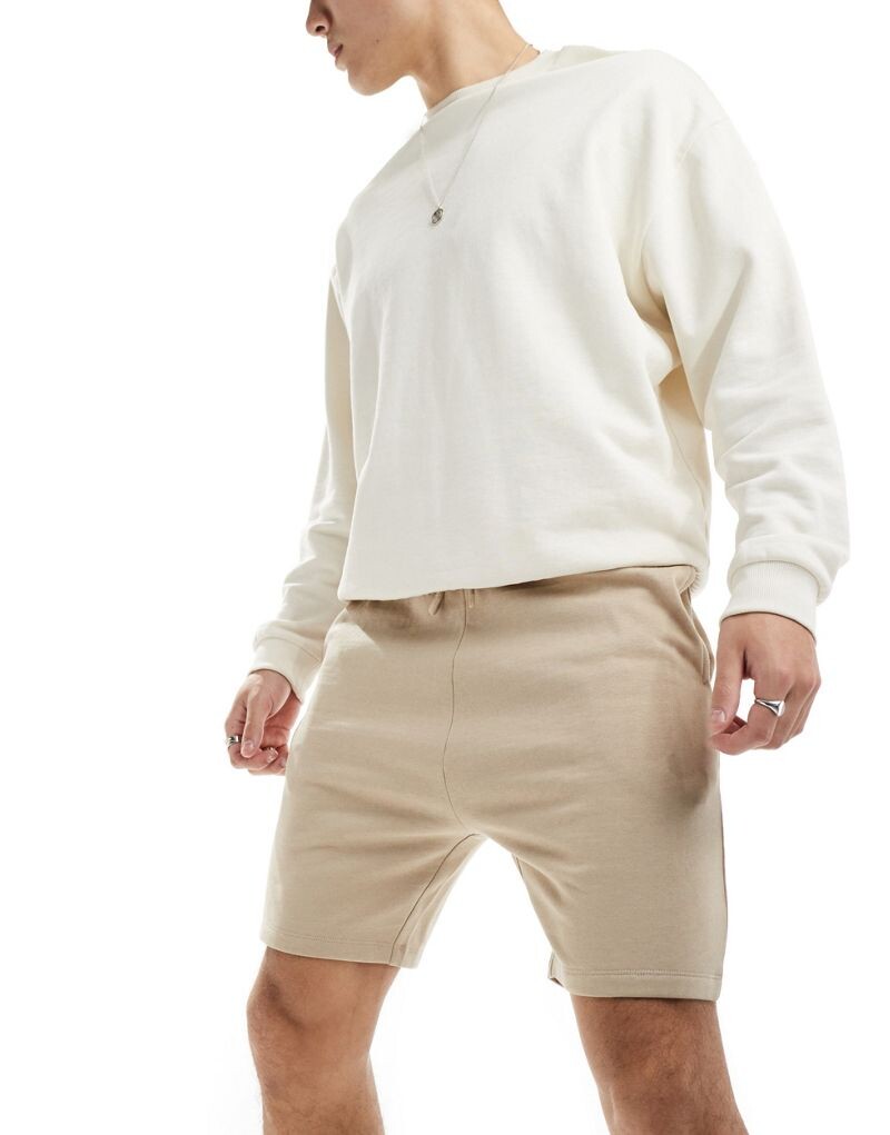 

Бежевые шорты скинни ASOS DESIGN