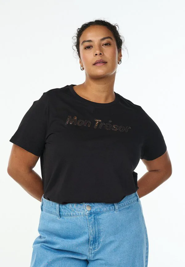 

Футболка с принтом mit dekorativem спереди Zizzi, Black, Черный, Футболка с принтом mit dekorativem спереди Zizzi, Black