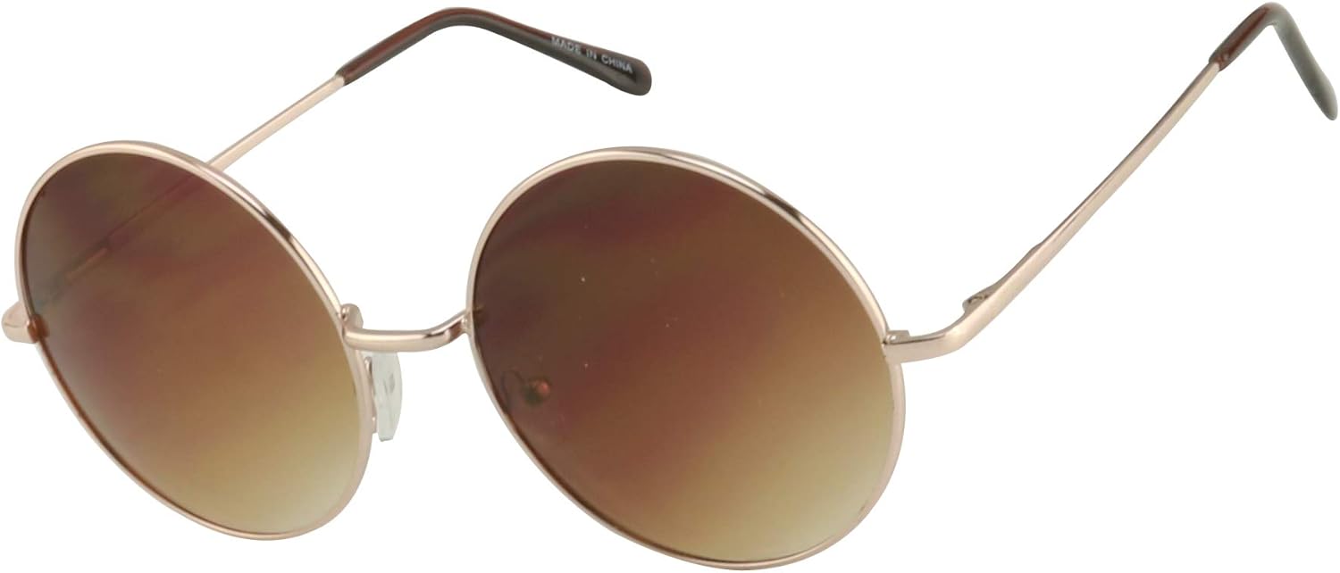 

Солнцезащитные очки ShadyVEU в стиле ретро, ​​большие круглые, с металлической оправой, в стиле 70-х. Классические солнцезащитные очки в стиле хиппи, Gold Frame / Gradient Brown Lens