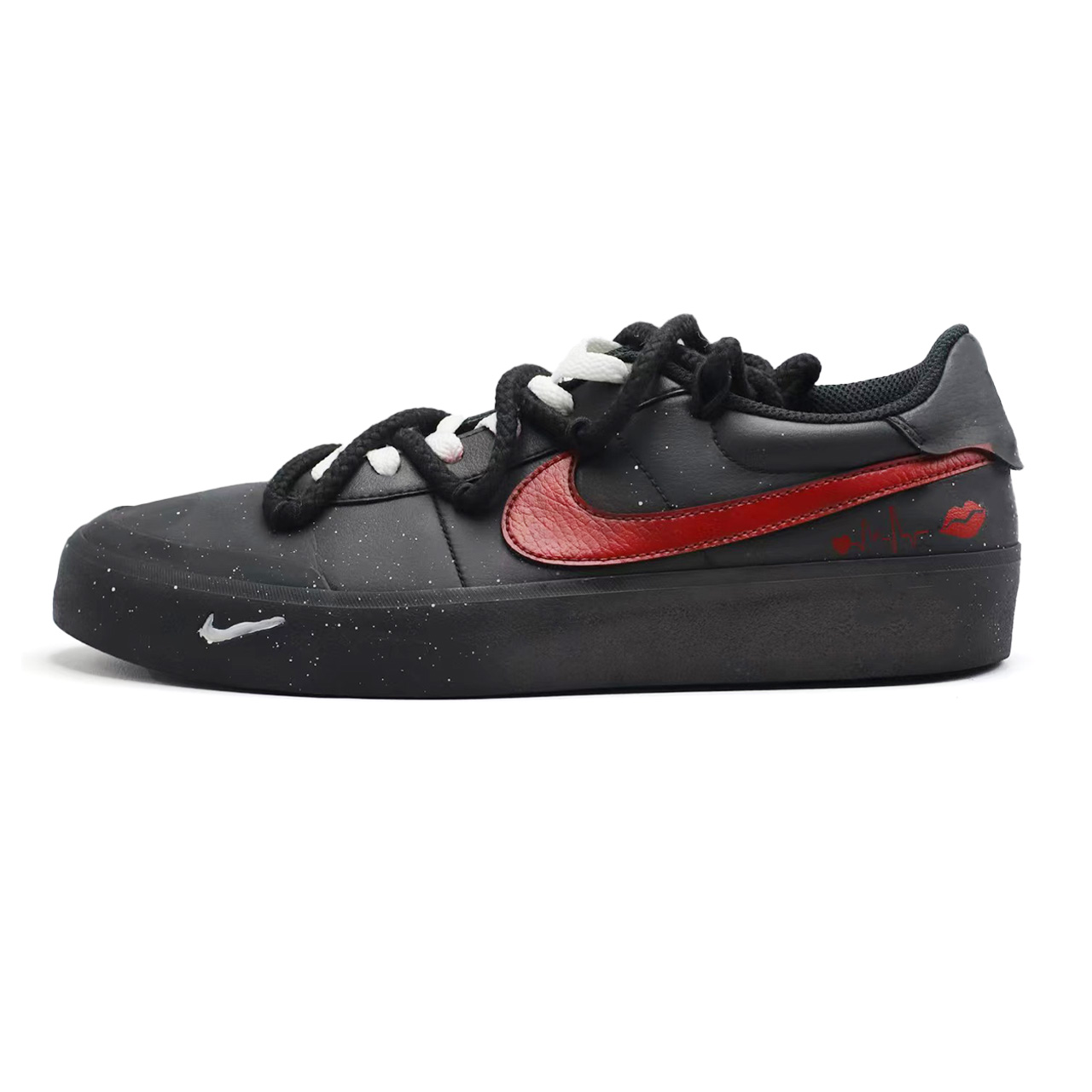 

Nike Кроссовки для скейтбординга Court Shot Heartbeat, износостойкие, низкие, мужские, черно-красные