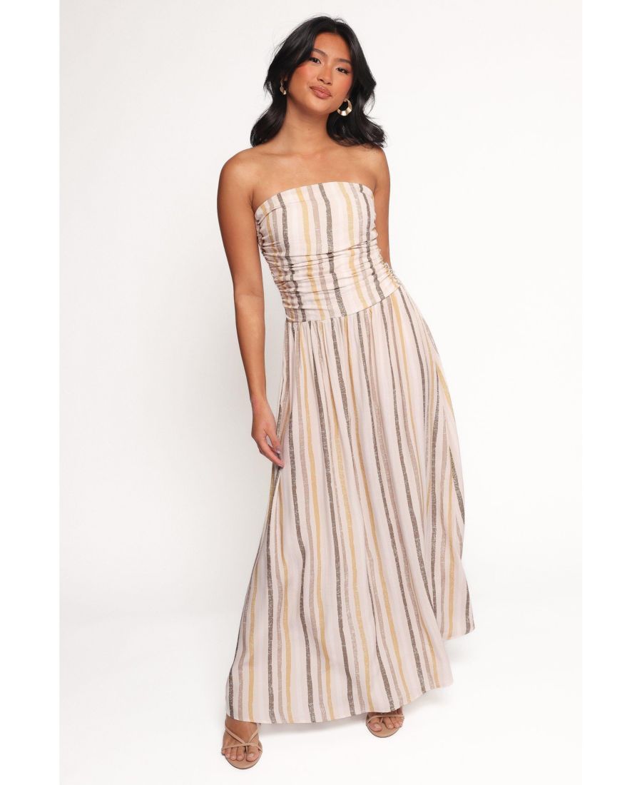 

Женское длинное платье без бретелей Jimena Petal and Pup, Brown stripe