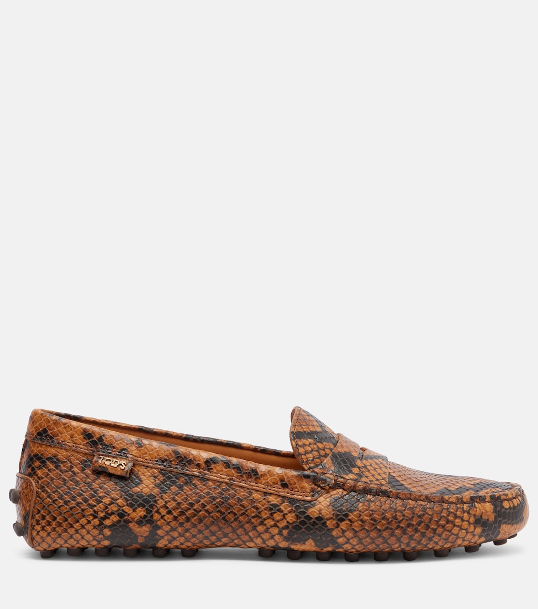 Туфли Gommino из кожи с эффектом змеиной кожи для вождения Tod's, Biscotto Chiaro — фото 4