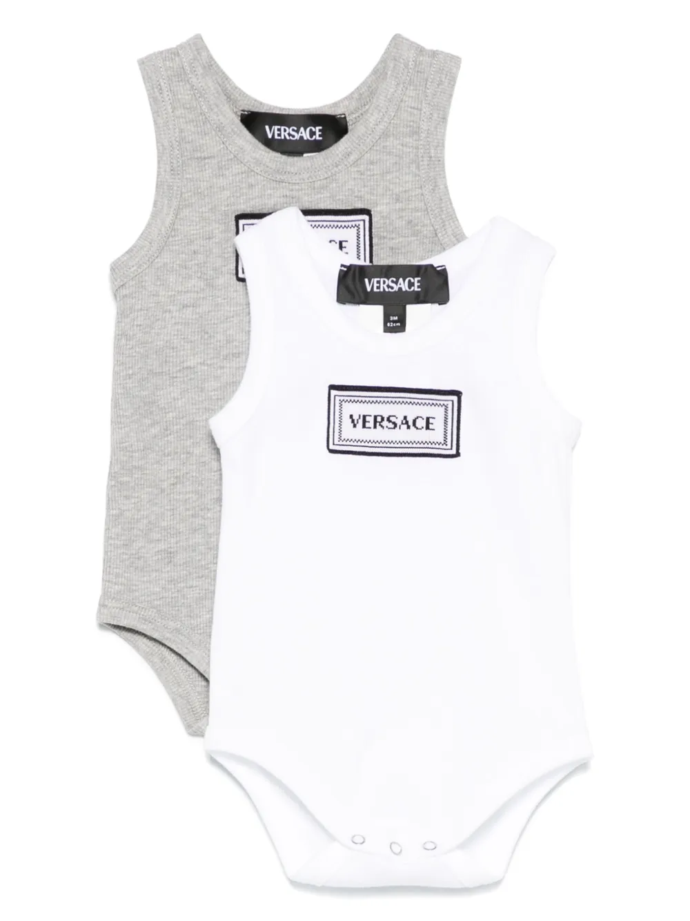 Комплект из двух боди с логотипом Versace Kids, серый