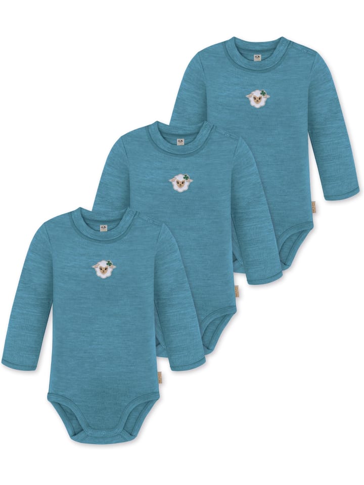 

Normani Outdoor Sports Комплект из 3 детских боди с длинными рукавами из мериносовой шерсти, цвет туай, синий