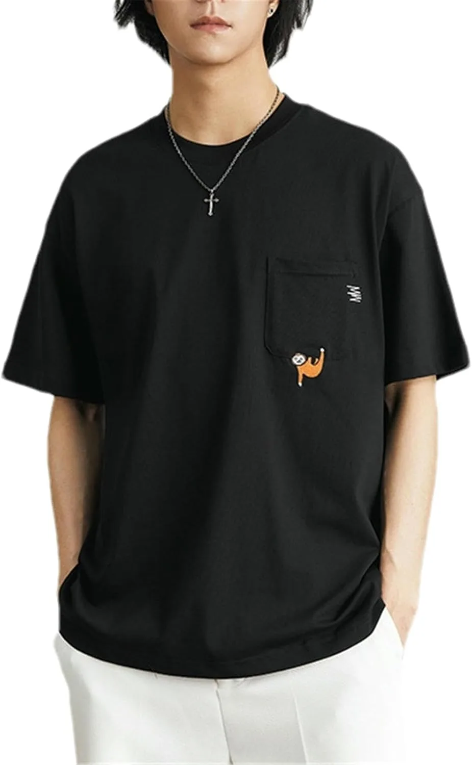 

Мужская футболка с вышивкой, летняя, хлопковая, свободного кроя GaoLeAve