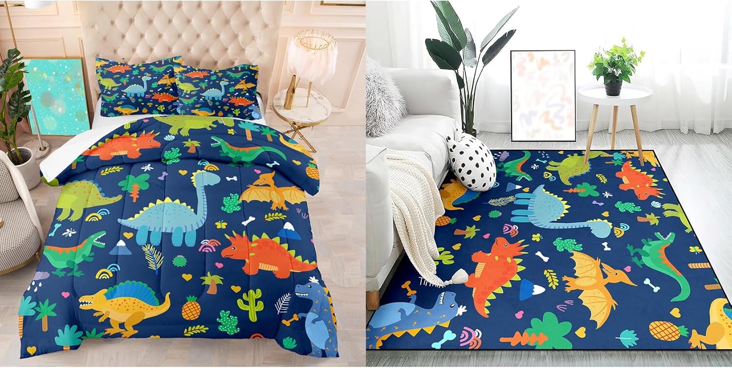 

Набор одеял с динозаврами и коврик с динозаврами Kossmjx