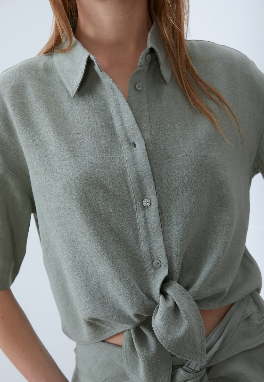 

Рубашка Linen Blend Shirt Anna Field, зеленая