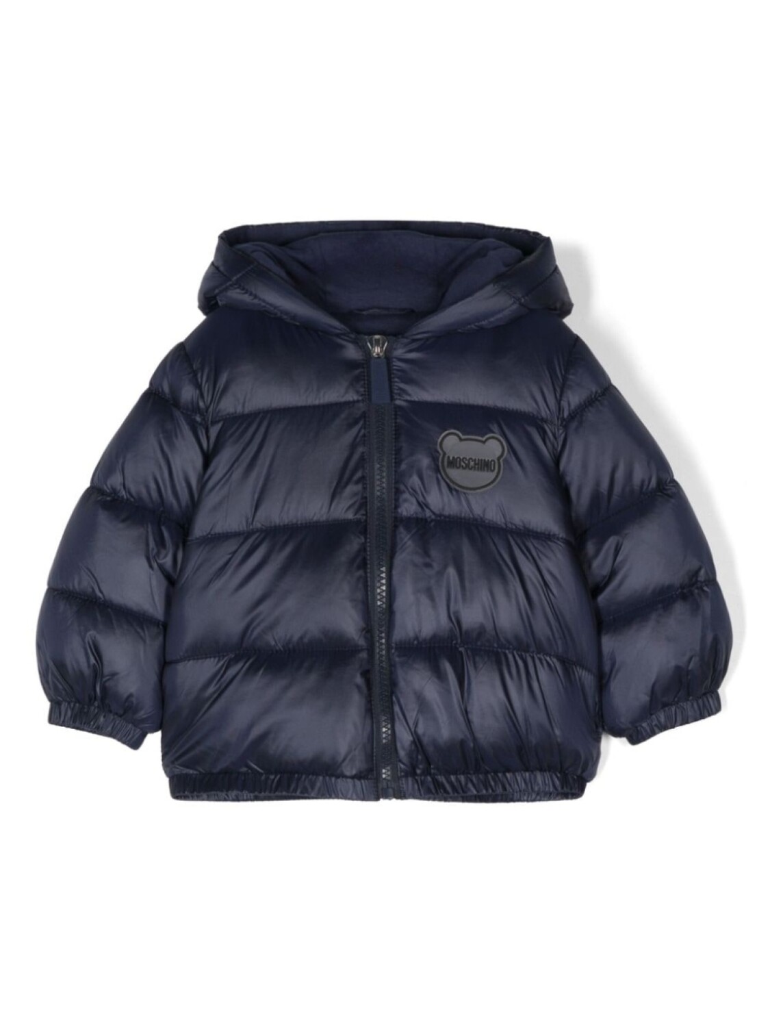 

Moschino Kids куртка-пуховик с нашивкой-логотипом, синий