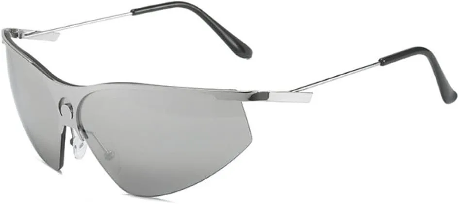 

Женские солнцезащитные очки без оправы с полуободковой рамкой, защита от УФ-излучения UV400, мужские солнцезащитные очки в стиле хип-хоп generic, Silver Silver