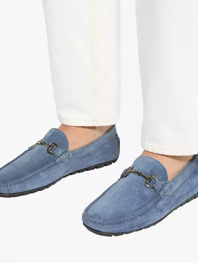 Мокасины-лоферы Brackon из замши с отделкой под кинжал Dune London, Blue — фото 2