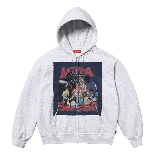 

Куртка muta zip up hooded sweatshirt 'grey black' Supreme, серый