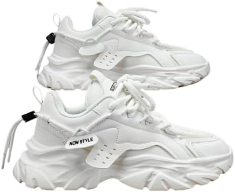 

Винтажные мужские кроссовки с толстой подошвой и шнуровкой - удобные и нескользящие для активного отдыха на улице Azttoztto, белый