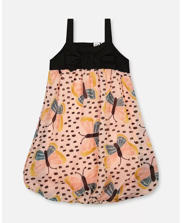 

Платье-баббл с принтом для девочек Black And Pink Butterflies Deux par Deux, розовый