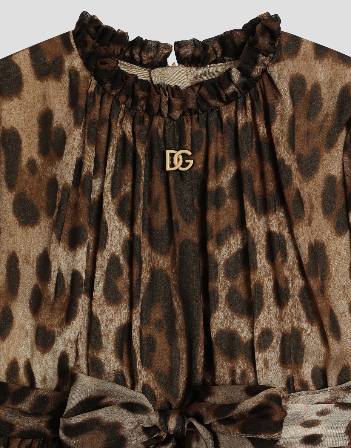 Шифоновое платье с леопардовым принтом DOLCE & GABBANA, мультиколор — фото 3