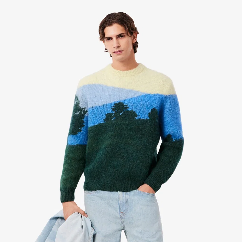 Мужской жаккардовый свитер Holiday, зелёный, от Lacoste