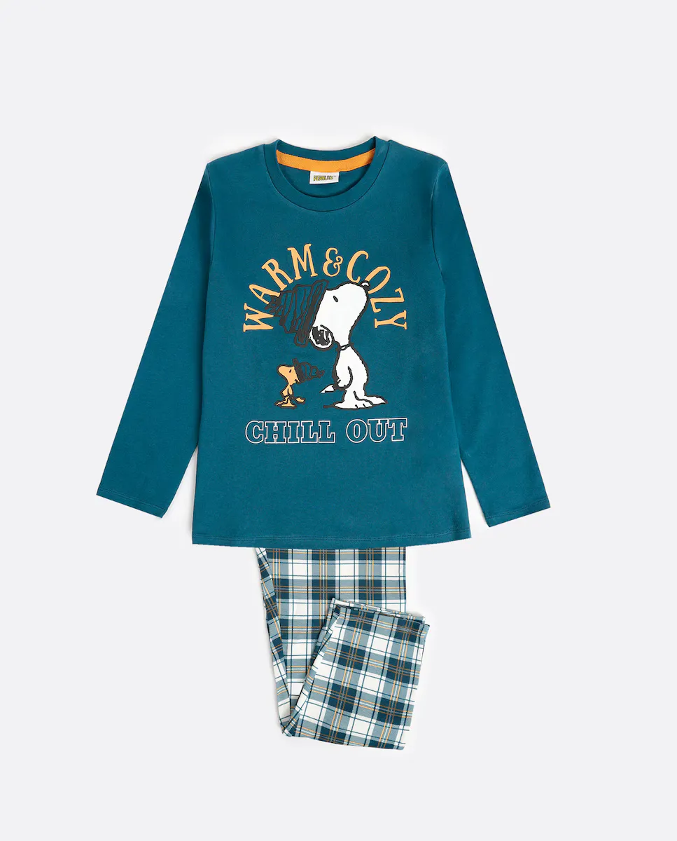 

Длинная синяя вязаная пижама для мальчика Peanuts