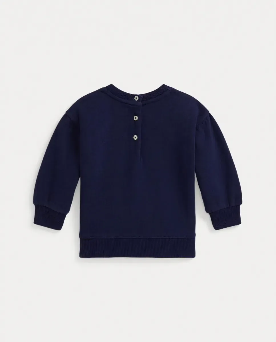 Детский свитер для девочки из флиса с медведем Поло Polo Ralph Lauren, темно-синий — фото 2