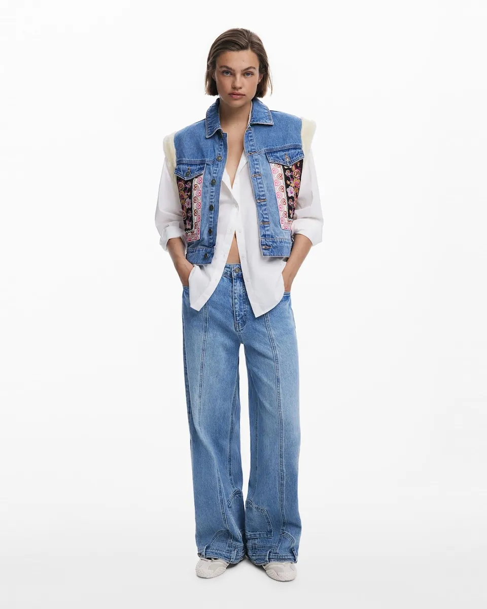

Женская жилетка из овчины в ковбойском стиле Desigual, синий