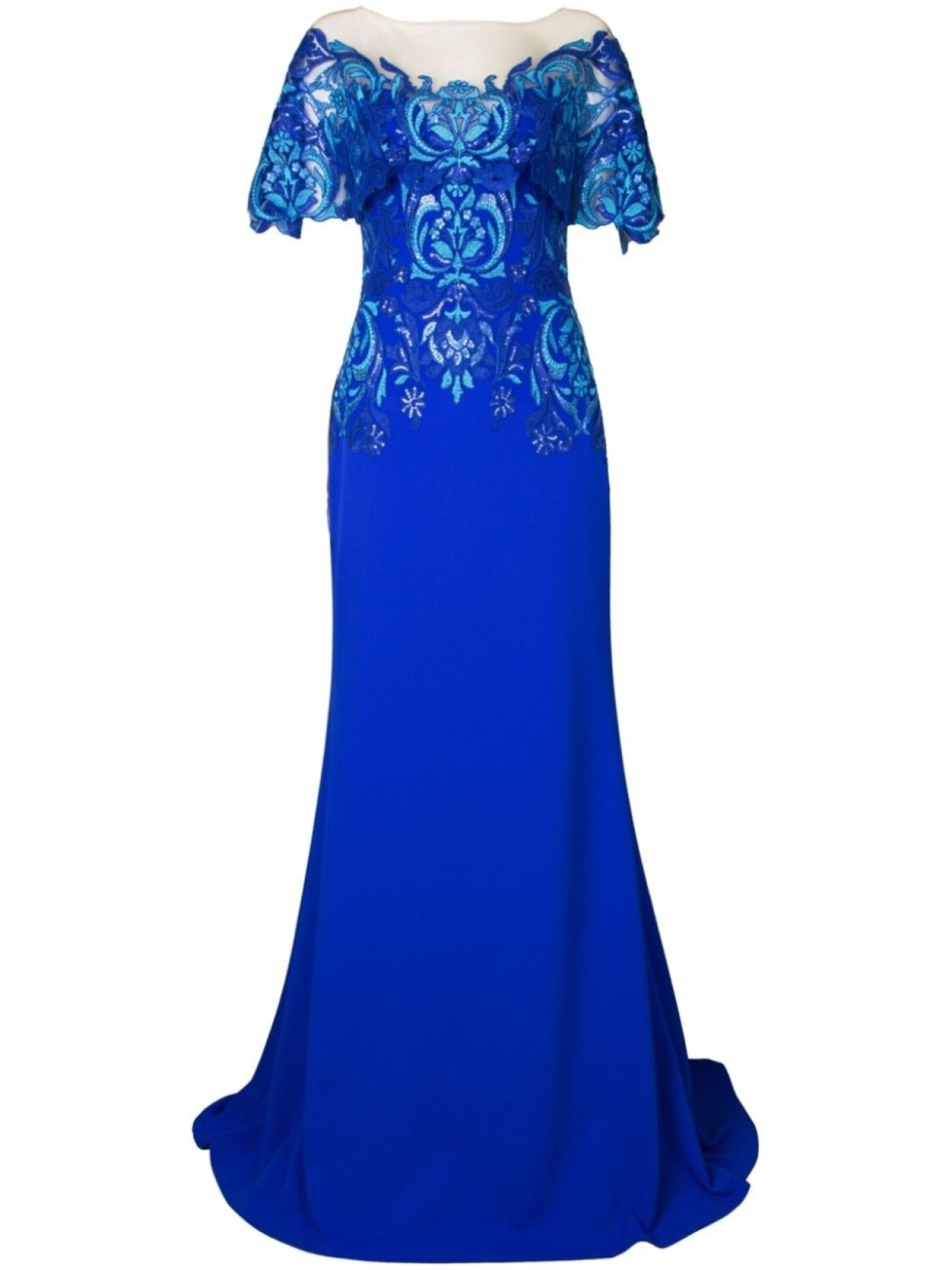 

Tadashi Shoji платье Иллюзия с оборками на рукавах, синий