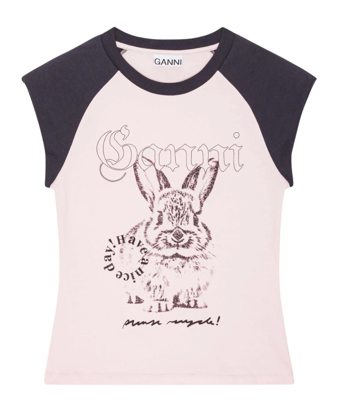 

Простая футболка-реглан Ganni, розовый