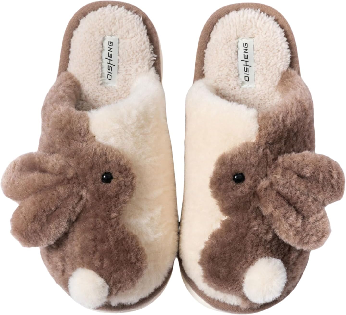 

Милые тапочки-зайчики для женщин и мужчин, кавайные плюшевые тапочки, женские и мужские пушистые тапочки, теплые уютные домашние тапочки Zigihos, коричневый