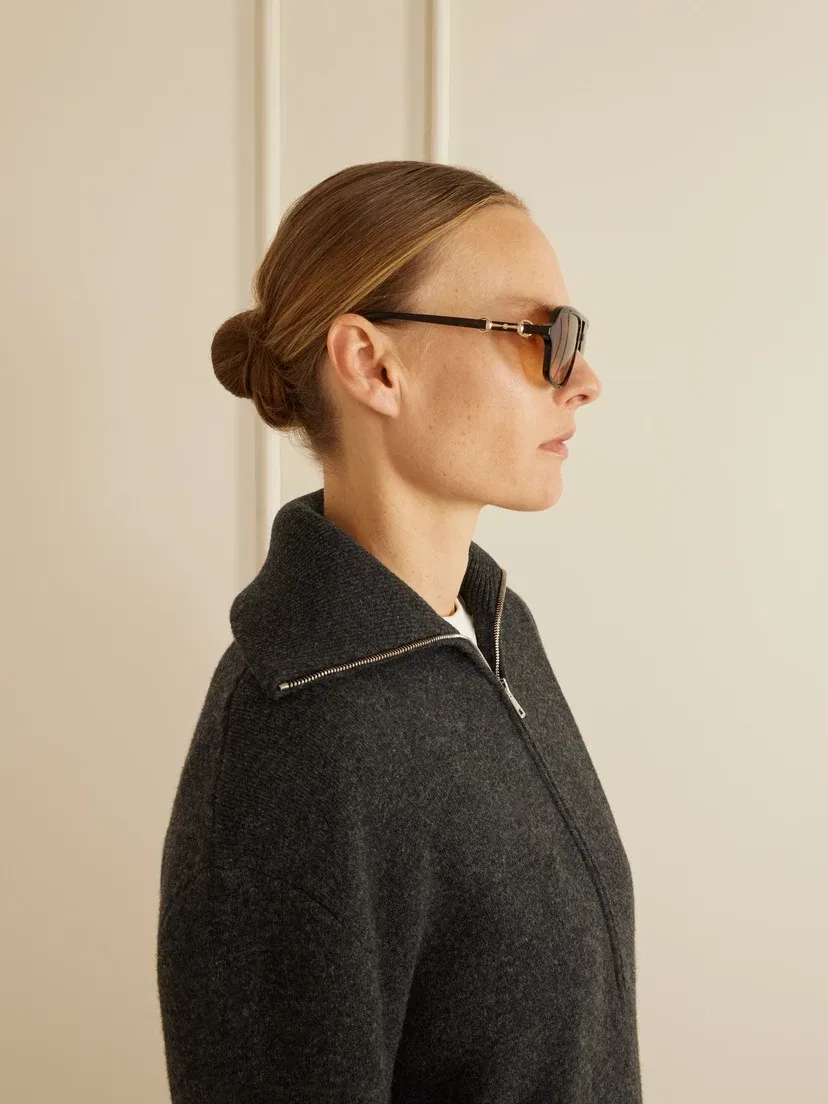 Солнцезащитные очки-авиаторы из ацетата Gucci Eyewear, коричневый — фото 4