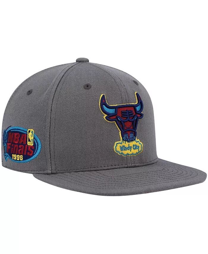 

Мужская темно-серая облегающая шляпа из карбона Chicago Bulls Hardwood Classics 1996 NBA Finals Mitchell & Ness, серый