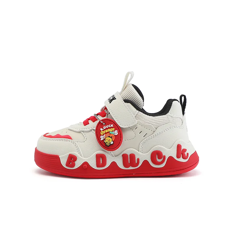 Synthetic Leather, Textile Cushioning, Wear Resistant Low top детские кроссовки для скейтбординга Kids' B.Duck, бежевый красный