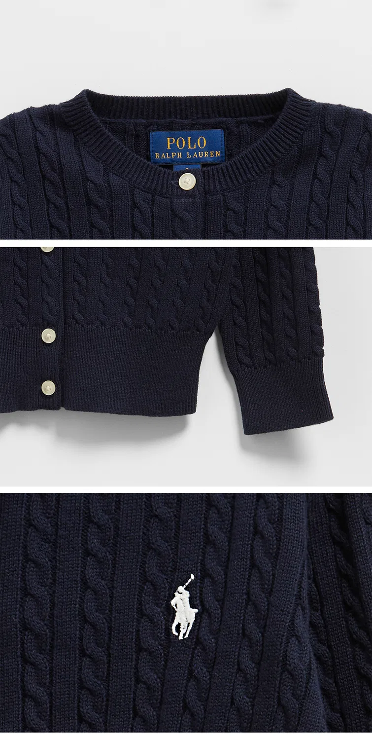 Детский хлопковый кардиган Mini Cable тёмно-синего цвета от Polo Ralph Lauren Children — фото 4