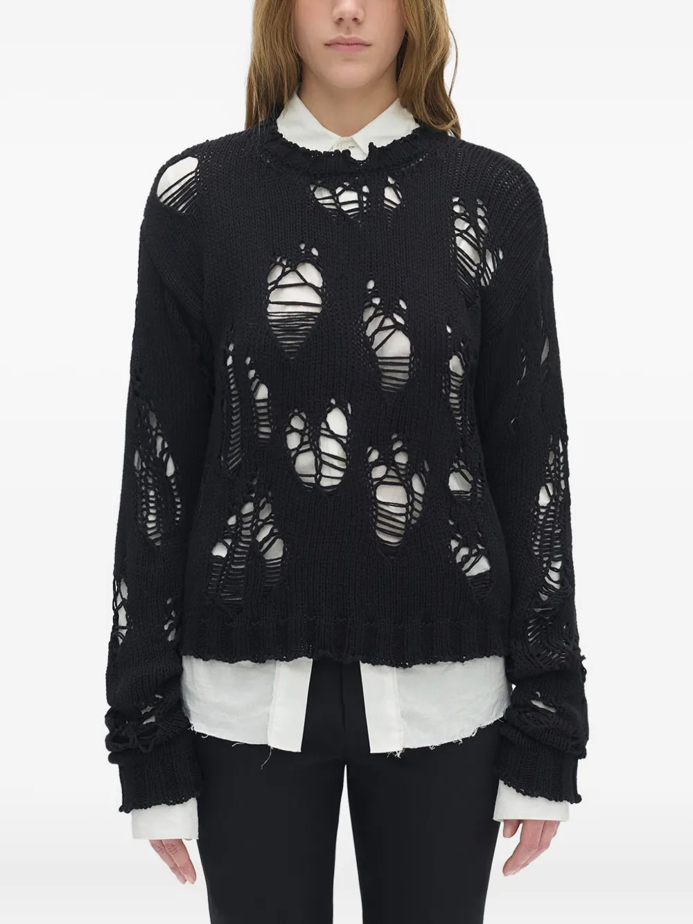 

Свитер крупной вязки Ann Demeulemeester, черный