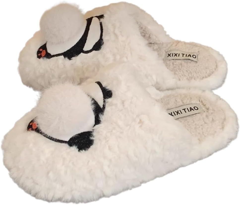 

Женские и мужские тапочки Панда, пушистые мягкие домашние тапочки, теплые меховые уютные тапочки для дома, удобные для ношения внутри и на улице, дышащие Plonme, белый
