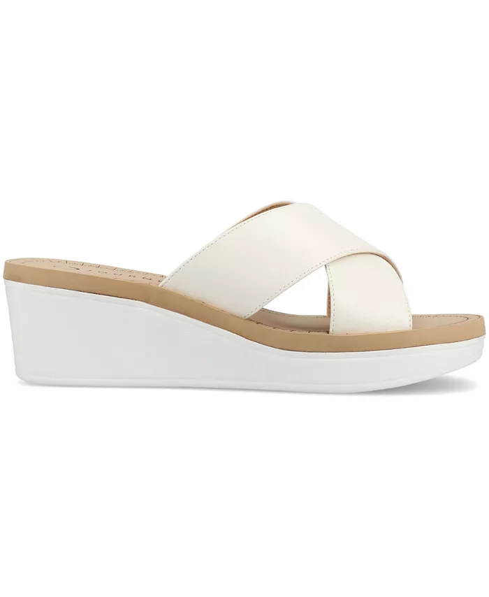 Женские босоножки Biara Crisscross на платформе и танкетке Journee Collection, белый — фото 2