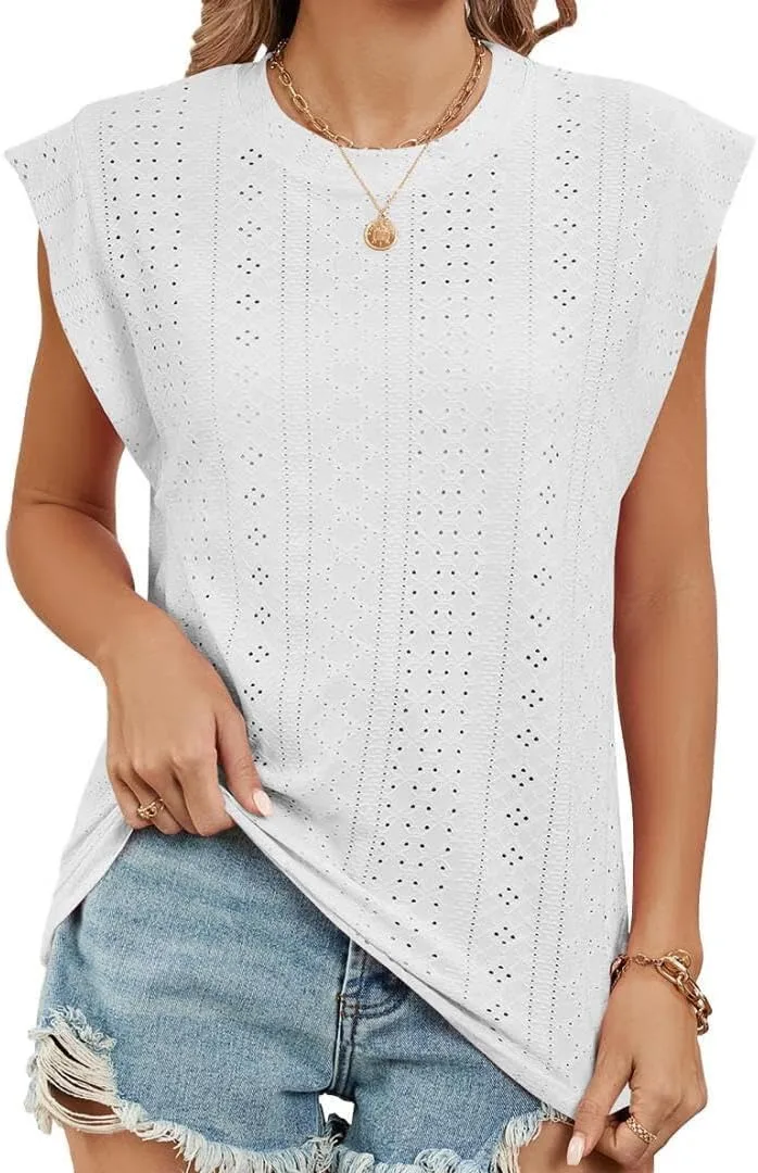 

Женская футболка с вышивкой Eyelet и коротким рукавом