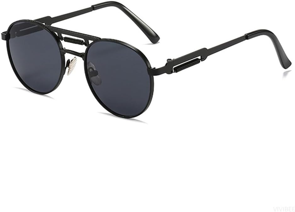 

Круглые солнцезащитные очки в стиле стимпанк, винтажные мужские, с защитой от УФ-излучения UV400, металлические, в стиле хип-хоп, женские, ретро-очки KTUCN, Black Black