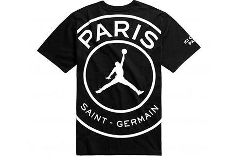 Футболка Air Jordan X PSG Crossover Paris Saint-Germain jump man Large LOGO Short Sleeve Black, черный — фото 2
