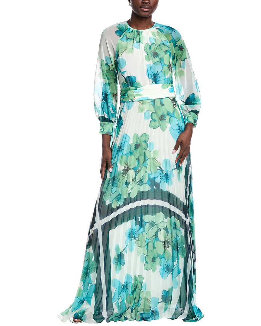 

Тери Джон от Рики Фримен Платье с цветочным принтом и плиссировкой Teri Jon by Rickie Freeman, зеленый