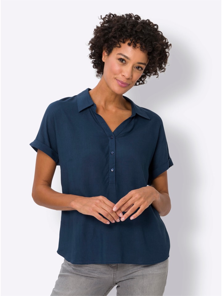 

Блузка с короткими рукавами темно-синего цвета Sieh an!