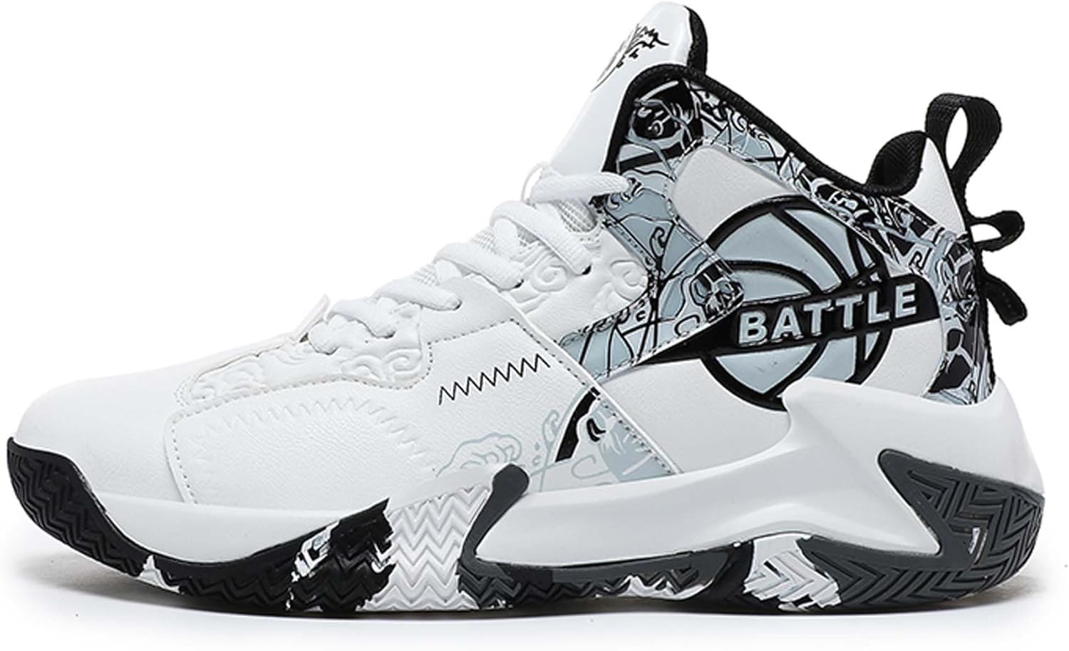 

Мужские баскетбольные кроссовки на шнуровке с резиновой подошвой, высокоэластичные беговые кроссовки, повседневные и модные кроссовки, нескользящие и износоустойчивые, для походов на улице, удобные и дышащие спортивные кроссовки Dzbajrqm, белый